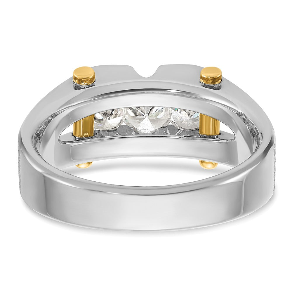 10K Two-Tone Ibgoodman Men'S Polished Satin And Cut-Out 3-Stone 3/4 Carat A Quality Diamond Ring