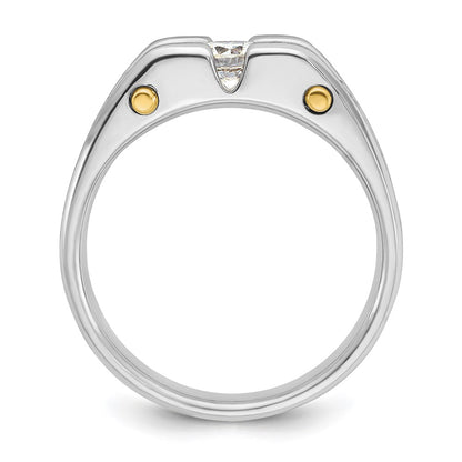 14k Two-tone Two Tone 3/4 Ct. Lab Grown Diamond VS/SI+ G+ Three Stone Polished and Cut Out Men's Ring