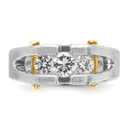 14k Two-tone Gold Men's Polished and Satin 3/4 carat Diamond Complete Ring