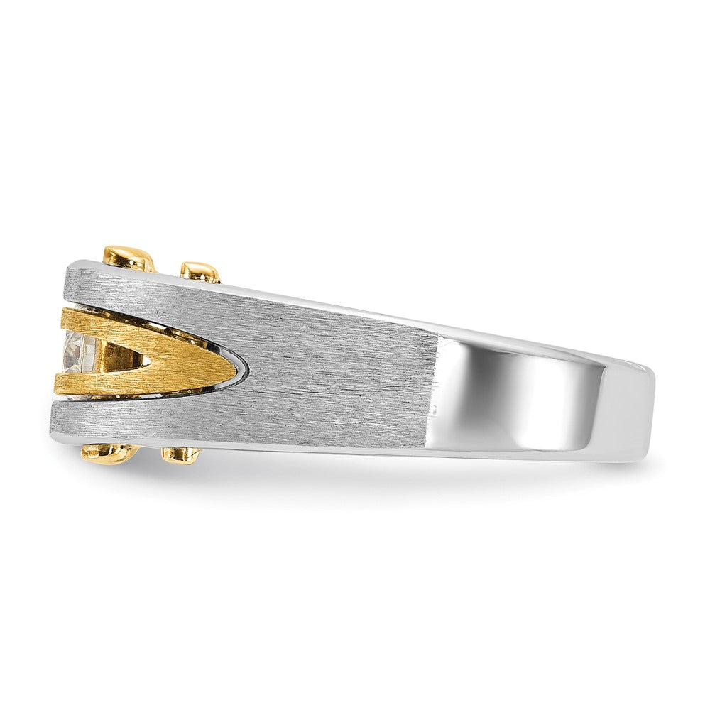 10K Two-Tone Ibgoodman Men'S Polished And Satin Diamond Complete Ring