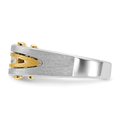 10K Two-Tone Ibgoodman Men'S Polished And Satin Diamond Complete Ring