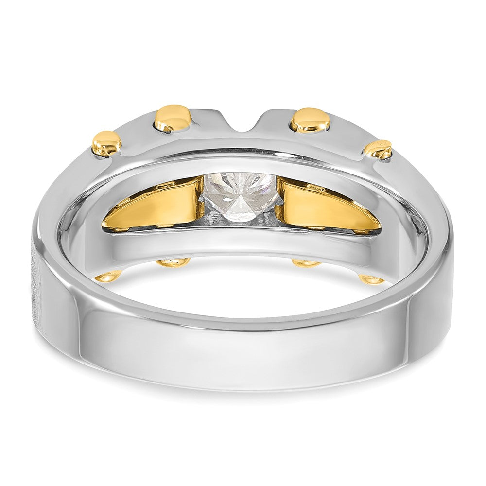 10K Two-Tone Ibgoodman Men'S Polished And Satin Diamond Complete Ring