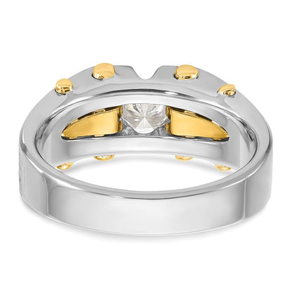 14k Two-tone Gold Men's Polished and Satin 1/2 carat Diamond Complete Ring