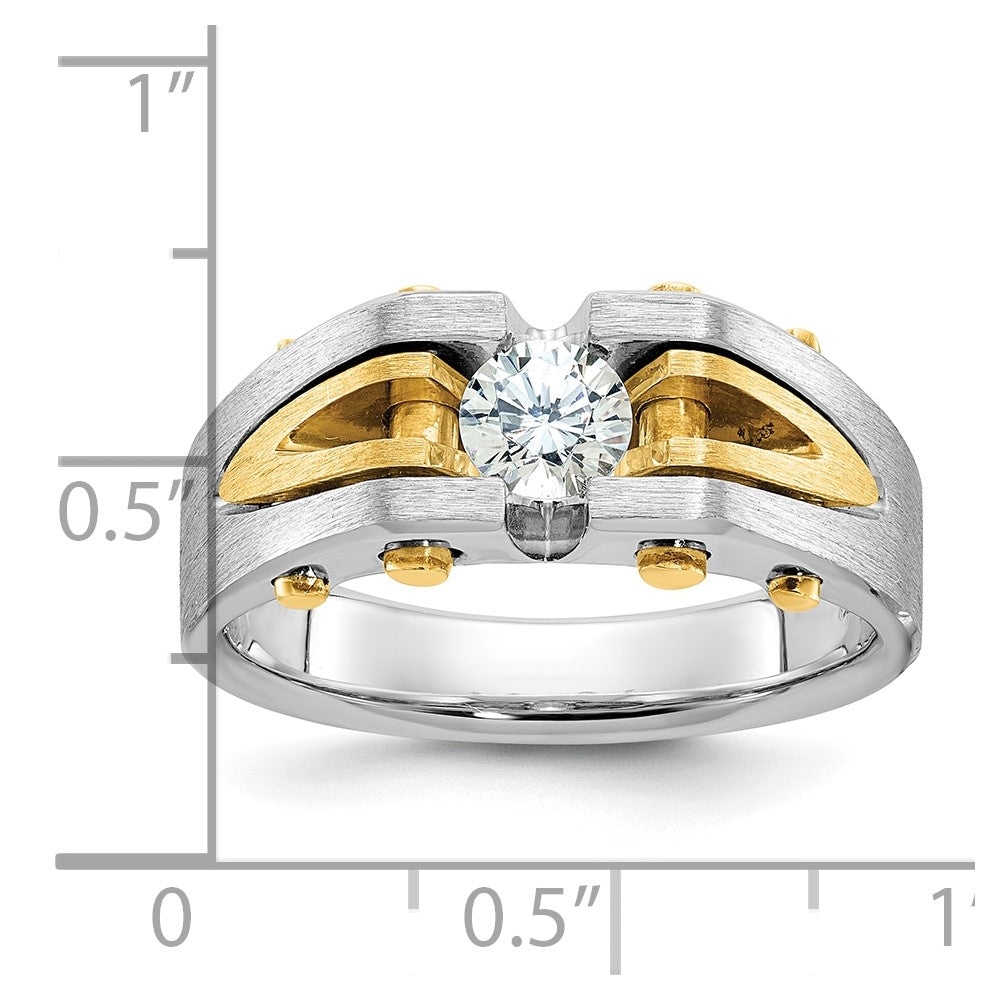 14k Two-tone Gold Men's Polished and Satin 1/2 carat Diamond Complete Ring
