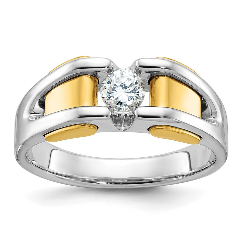 14k Two-tone Gold Men's 3/8 carat Diamond Complete Ring