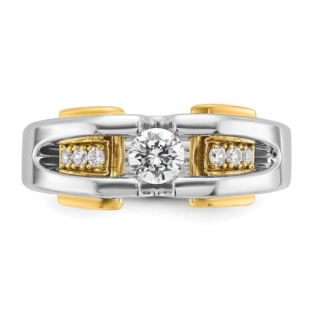 14k Two-tone Gold Men's 1/2 carat Diamond Complete Ring