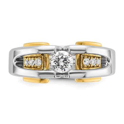 14k Two-tone Gold Men's 1/2 carat Diamond Complete Ring