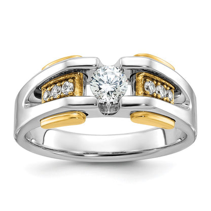 14k Two-tone  Two Tone 1/2 Ct. Lab Grown Diamond VS/SI+ G+ Complete Men's Ring