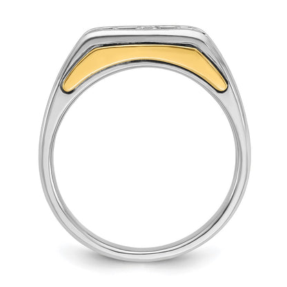 14k Two-tone Gold Men's Polished and Satin 1/3 carat Diamond Complete Ring