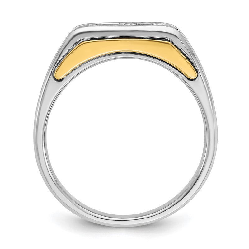 14k Two-tone Gold Men's Polished and Satin 1/3 carat Diamond Complete Ring