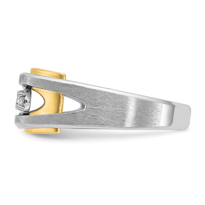14k Two-tone Gold Men's Polished and Satin 1/3 carat Diamond Complete Ring