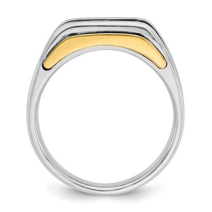 14K Two-Tone Ibgoodman Men'S Polished Satin And Cut-Out 3-Stone 1 Carat Aa Quality Diamond Ring
