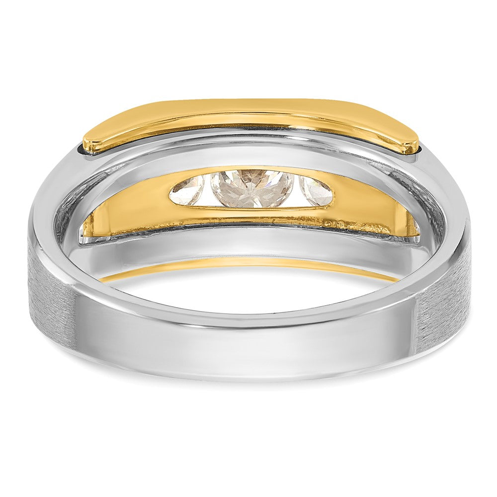 14K Two-Tone Ibgoodman Men'S Polished Satin And Cut-Out 3-Stone 1 Carat Aa Quality Diamond Ring