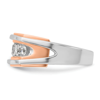 10K Two-Tone Ibgoodman White And Rose Gold Men'S Polished Cut-Out 5-Stone Ring Mounting
