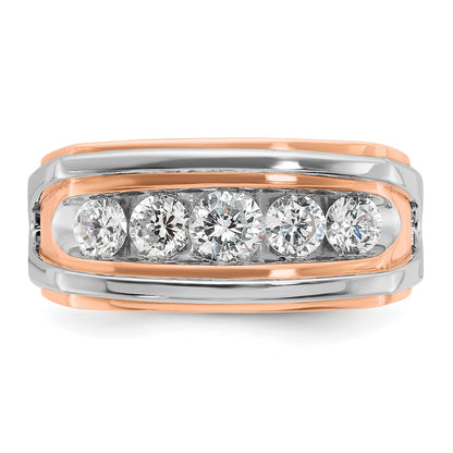 10K Two-Tone Ibgoodman White And Rose Gold Men'S Polished Cut-Out 5-Stone Ring Mounting