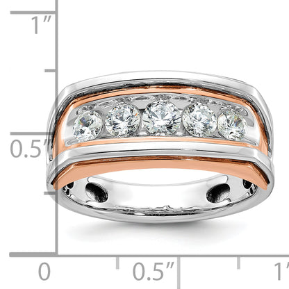 10K Two-Tone Ibgoodman White And Rose Gold Men'S Polished Cut-Out 5-Stone Ring Mounting