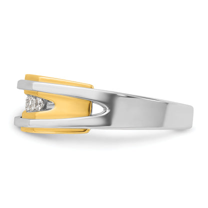 10K Two-Tone Ibgoodman Men'S Polished 5-Stone Ring Mounting
