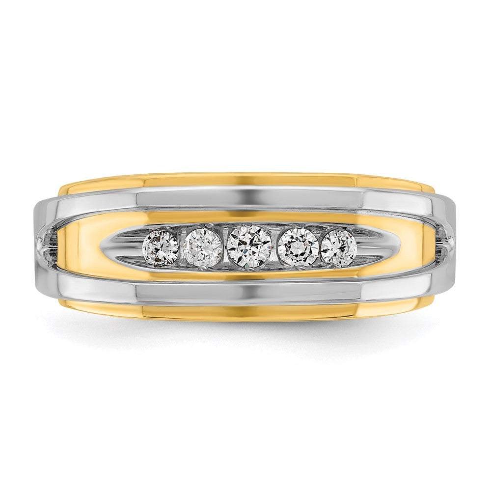 10K Two-Tone Ibgoodman Men'S Polished 5-Stone Ring Mounting