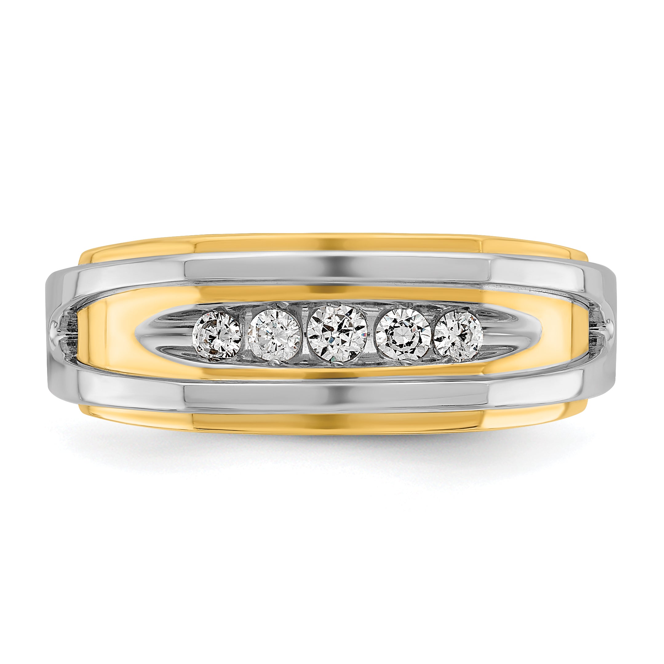 10K Two-Tone Ibgoodman Men'S Polished 5-Stone Ring Mounting