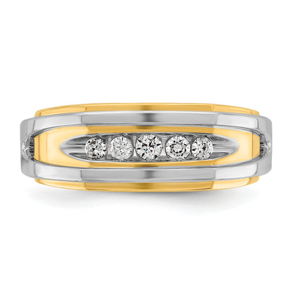 10K Two-Tone Ibgoodman Men'S Polished 5-Stone Ring Mounting