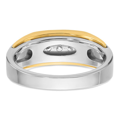 10K Two-Tone Ibgoodman Men'S Polished 5-Stone 1/4 Carat A Quality Diamond Ring