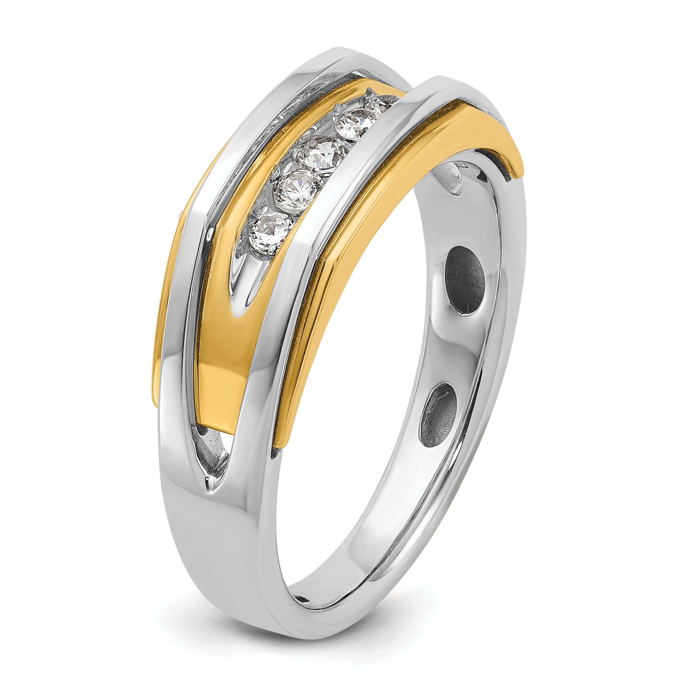 10K Two-Tone Ibgoodman Men'S Polished 5-Stone Ring Mounting