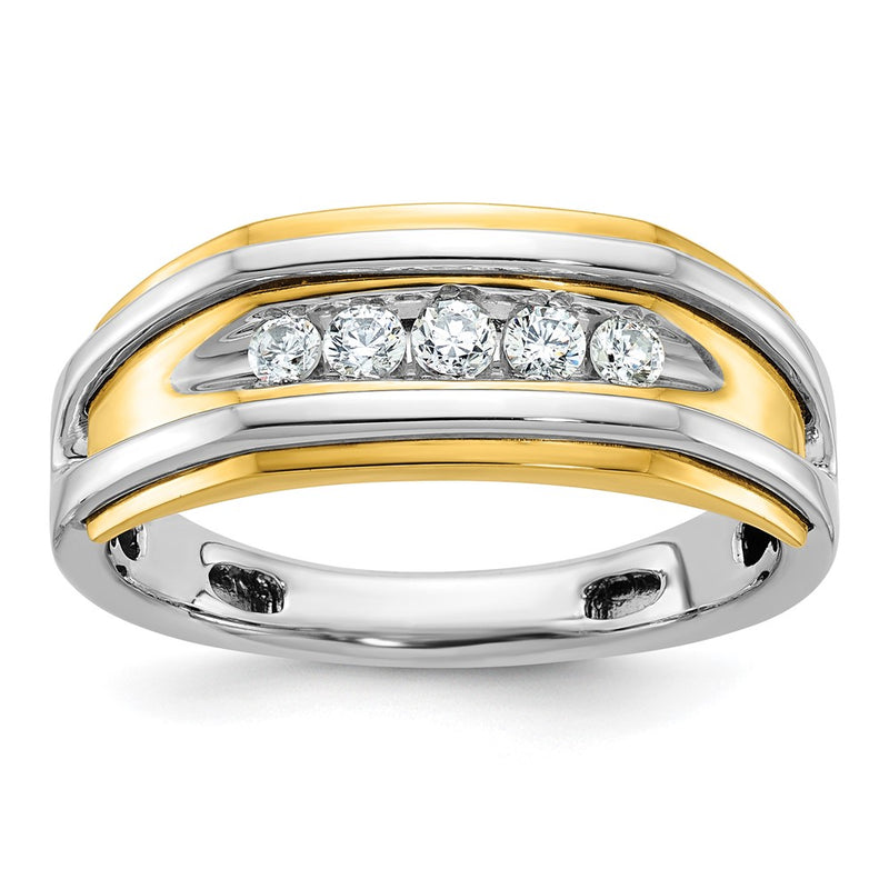 10K Two-Tone Ibgoodman Men'S Polished 5-Stone 1/4 Carat A Quality Diamond Ring