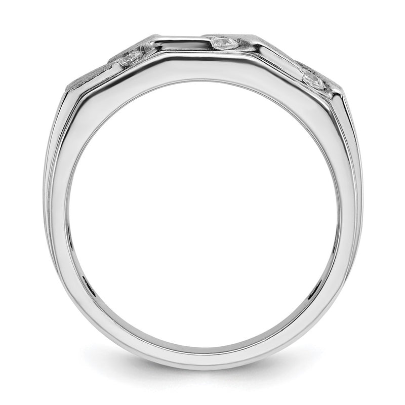14k White Gold Men's Satin 1/2 carat Diamond Complete Ring