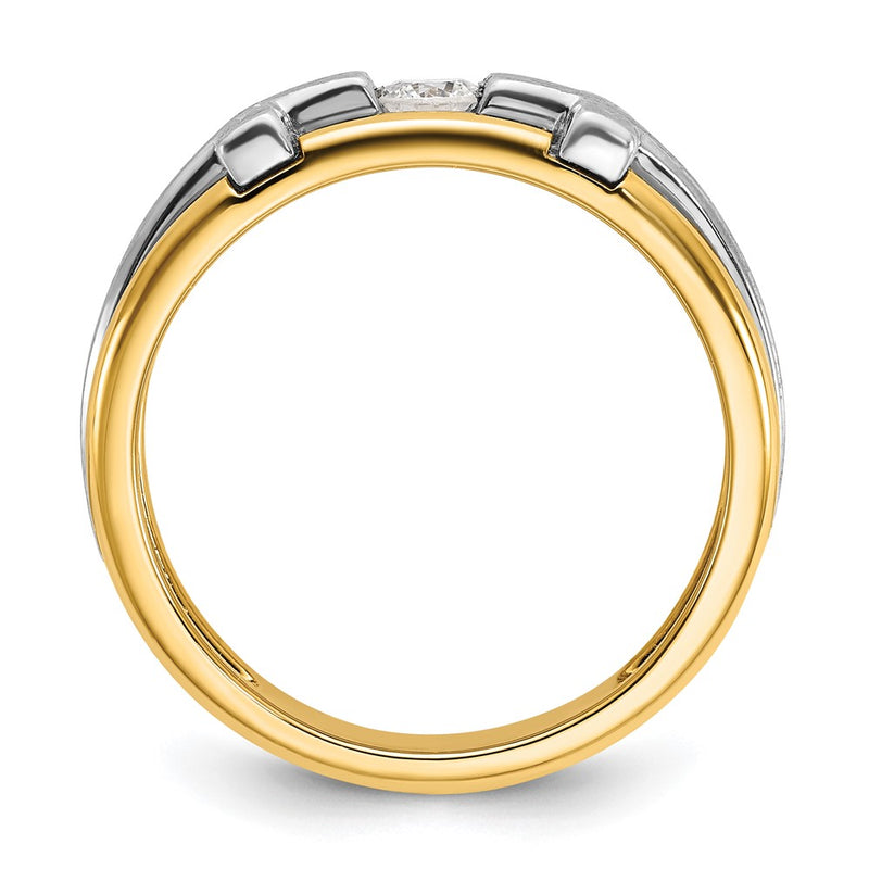10K Two-Tone Ibgoodman Men'S Polished Satin And Cut-Out 1/5 Carat A Quality Diamond Cross Ring