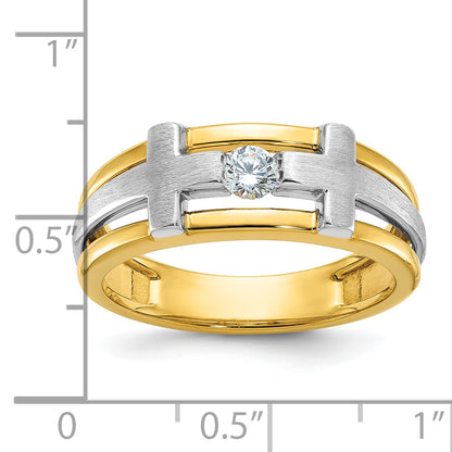 10K Two-Tone Ibgoodman Men'S Polished Satin And Cut-Out Cross Ring Mounting
