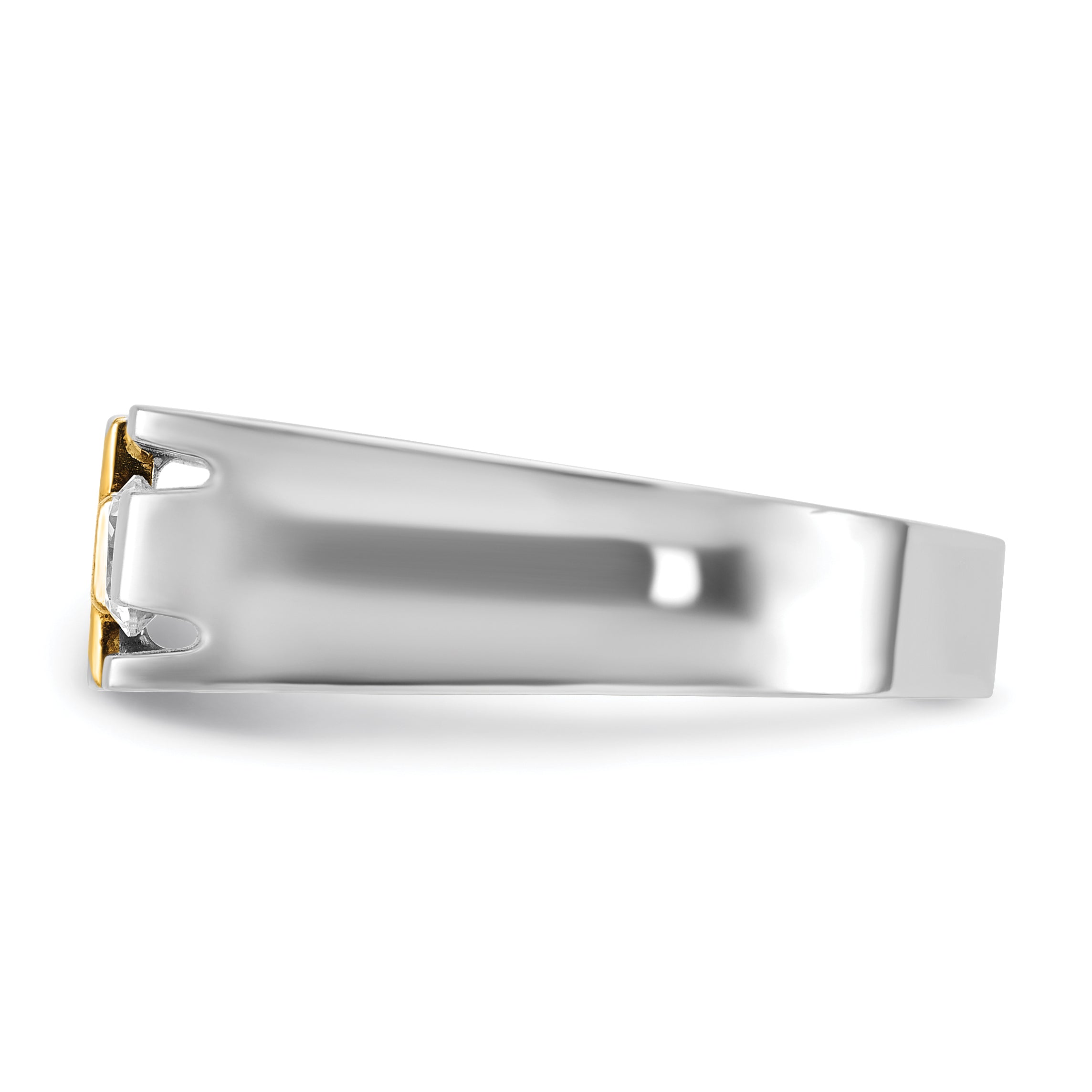 10K Two-Tone Ibgoodman Men'S Polished Satin And Cut-Out 1/3 Carat A Quality Diamond Cross Ring