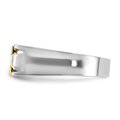 10K Two-Tone Ibgoodman Men'S Polished Satin And Cut-Out 1/3 Carat A Quality Diamond Cross Ring