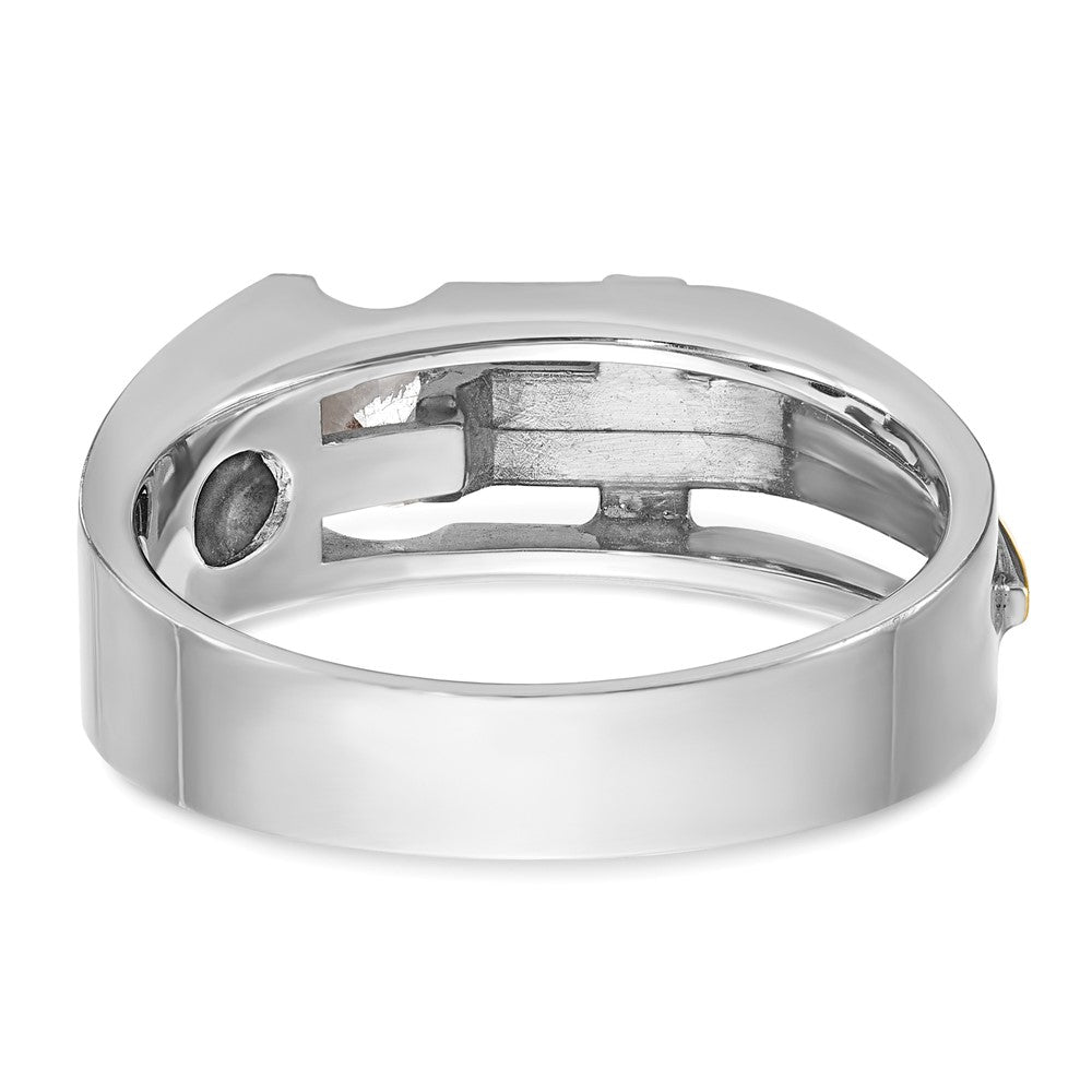 10K Two-Tone Ibgoodman Men'S Polished Satin And Cut-Out 1/3 Carat A Quality Diamond Cross Ring