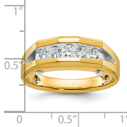 10K Two-Tone Ibgoodman Men'S Polished And Satin 5-Stone Ring Mounting