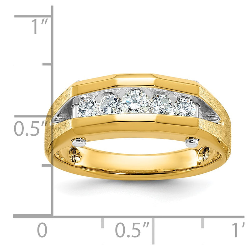 10K Two-Tone Ibgoodman Men'S Polished And Satin 5-Stone 1/2 Carat A Quality Diamond Ring
