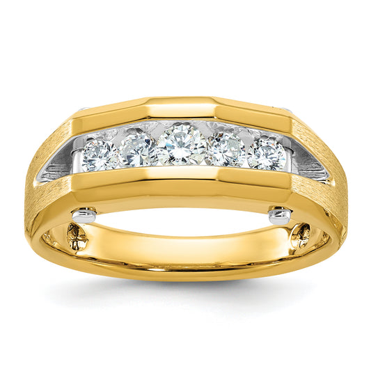 10K Two-Tone Ibgoodman Men'S Polished And Satin 5-Stone Ring Mounting