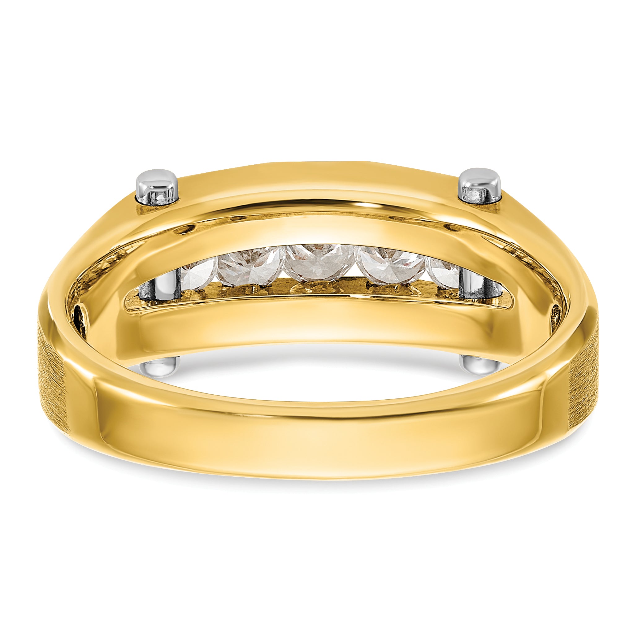 14k Two-tone Two Tone 1/2 Ct. Lab Grown Diamond VS/SI+ G+ Five Stone Polished and Satin Men's Ring