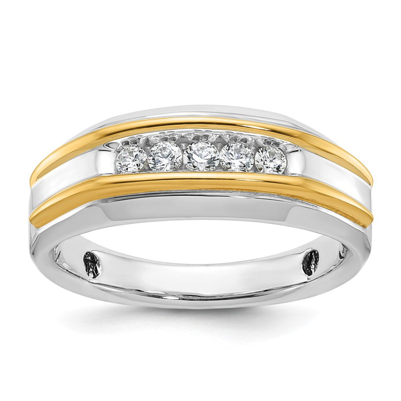 14k Two-tone Gold Men's 1/4 carat Diamond Complete Ring