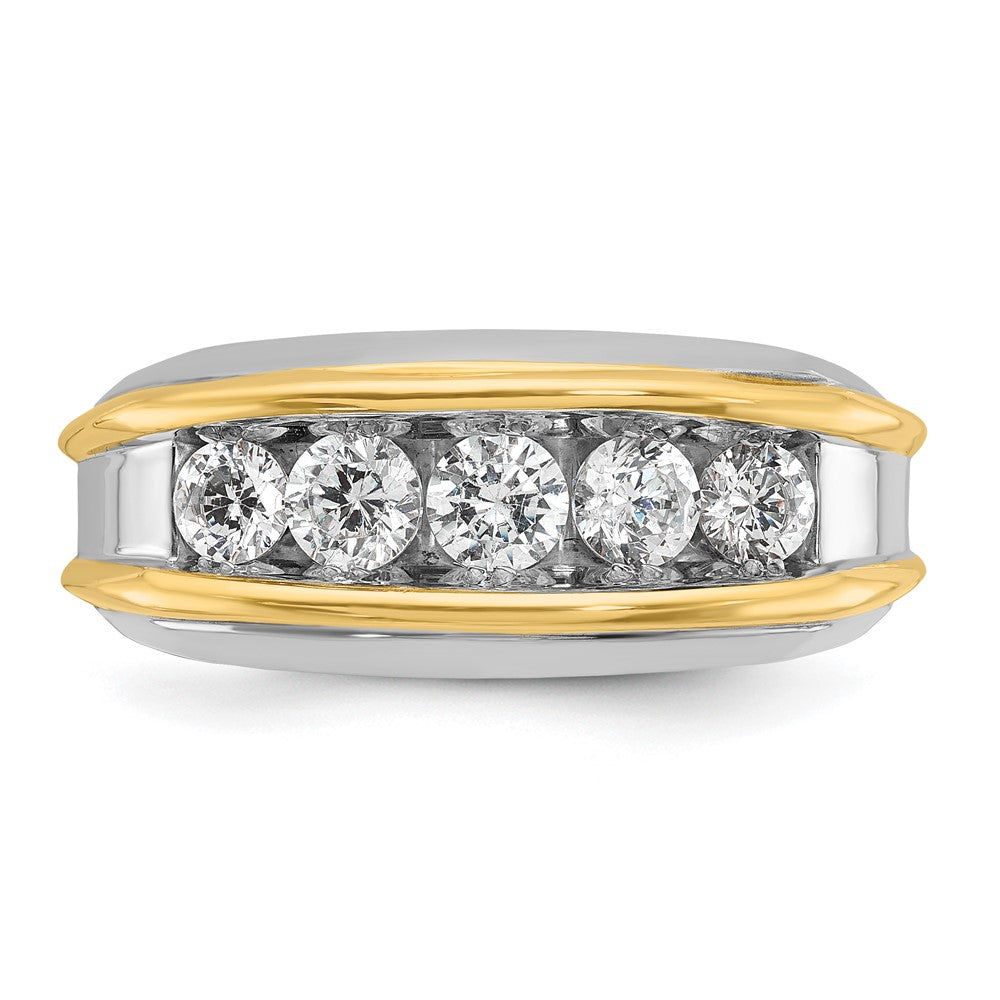 10K Two-Tone Ibgoodman Men'S Polished 5-Stone 1 Carat A Quality Diamond Ring