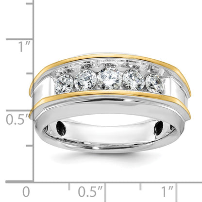 10K Two-Tone Ibgoodman Men'S Polished 5-Stone 1 Carat A Quality Diamond Ring