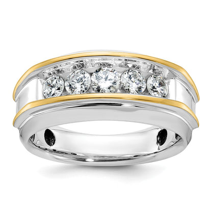 10K Two-Tone Ibgoodman Men'S Polished 5-Stone 1 Carat A Quality Diamond Ring