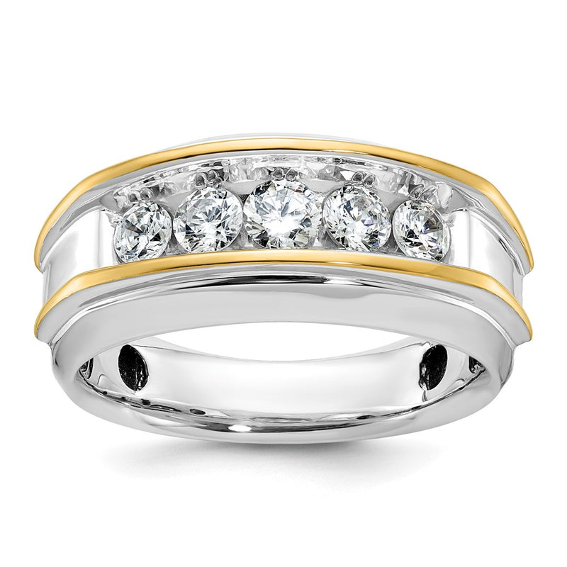 10K Two-Tone Ibgoodman Men'S Polished 5-Stone 1 Carat A Quality Diamond Ring