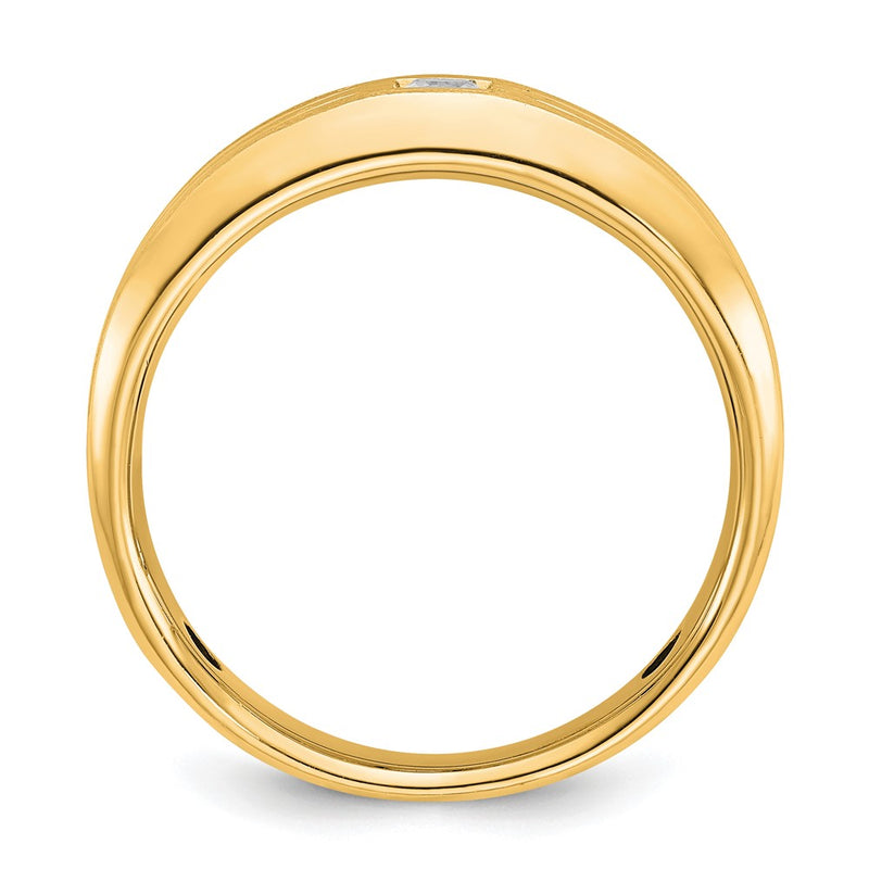 10K Yellow Gold Ibgoodman Men'S Polished And Satin Diamond Complete Ring