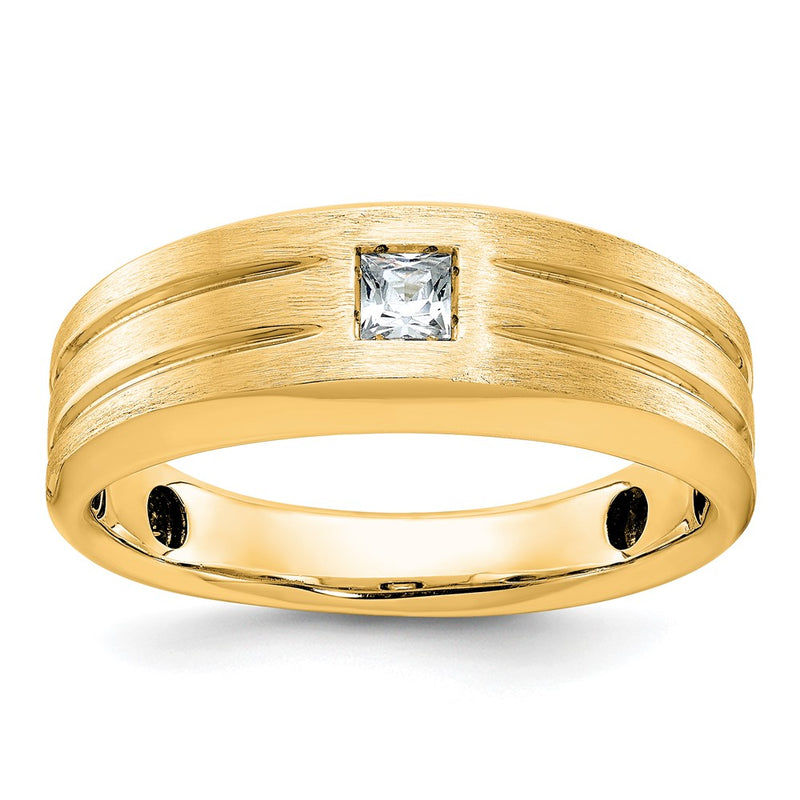 10K Yellow Gold Ibgoodman Men'S Polished And Satin Diamond Complete Ring