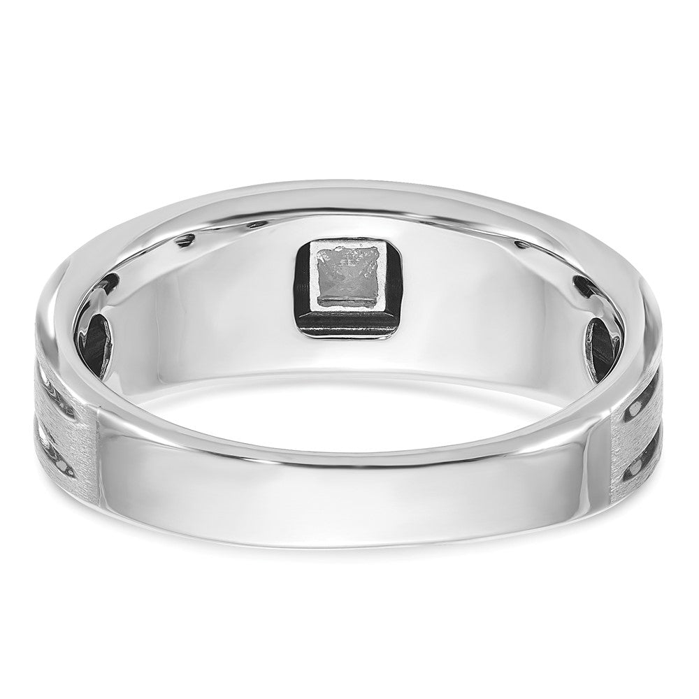 14k White Gold Men's Polished and Satin 1/6 carat Diamond Complete Ring