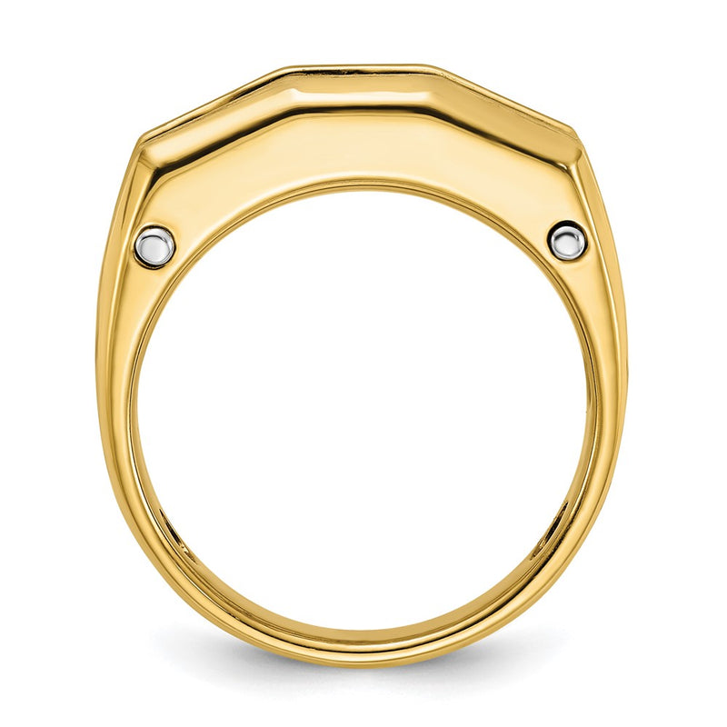 14k Two-tone Gold Men's Polished and Satin 1.5 carat Diamond Complete Ring