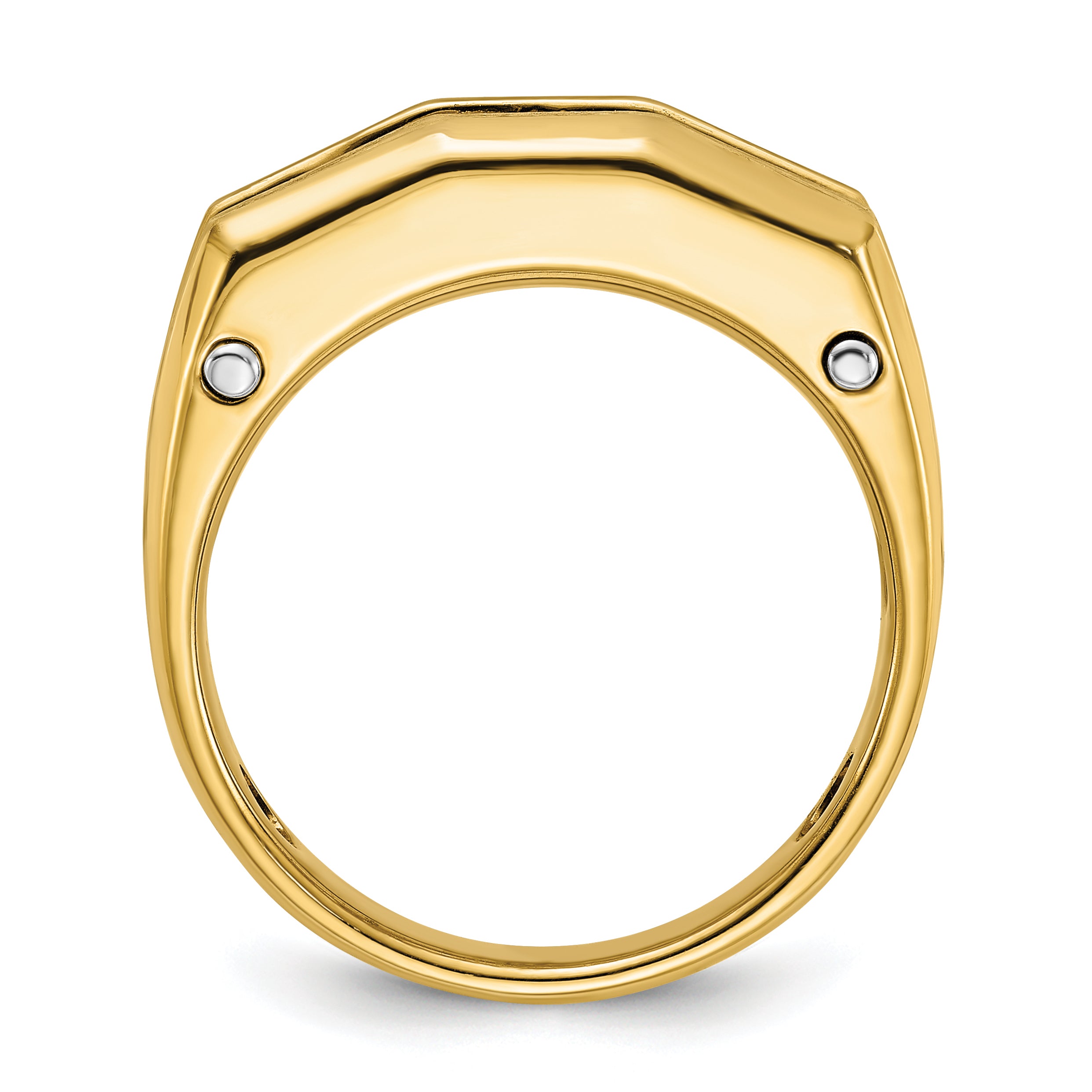 14k Two-tone Gold Men's Polished and Satin 1.5 carat Diamond Complete Ring