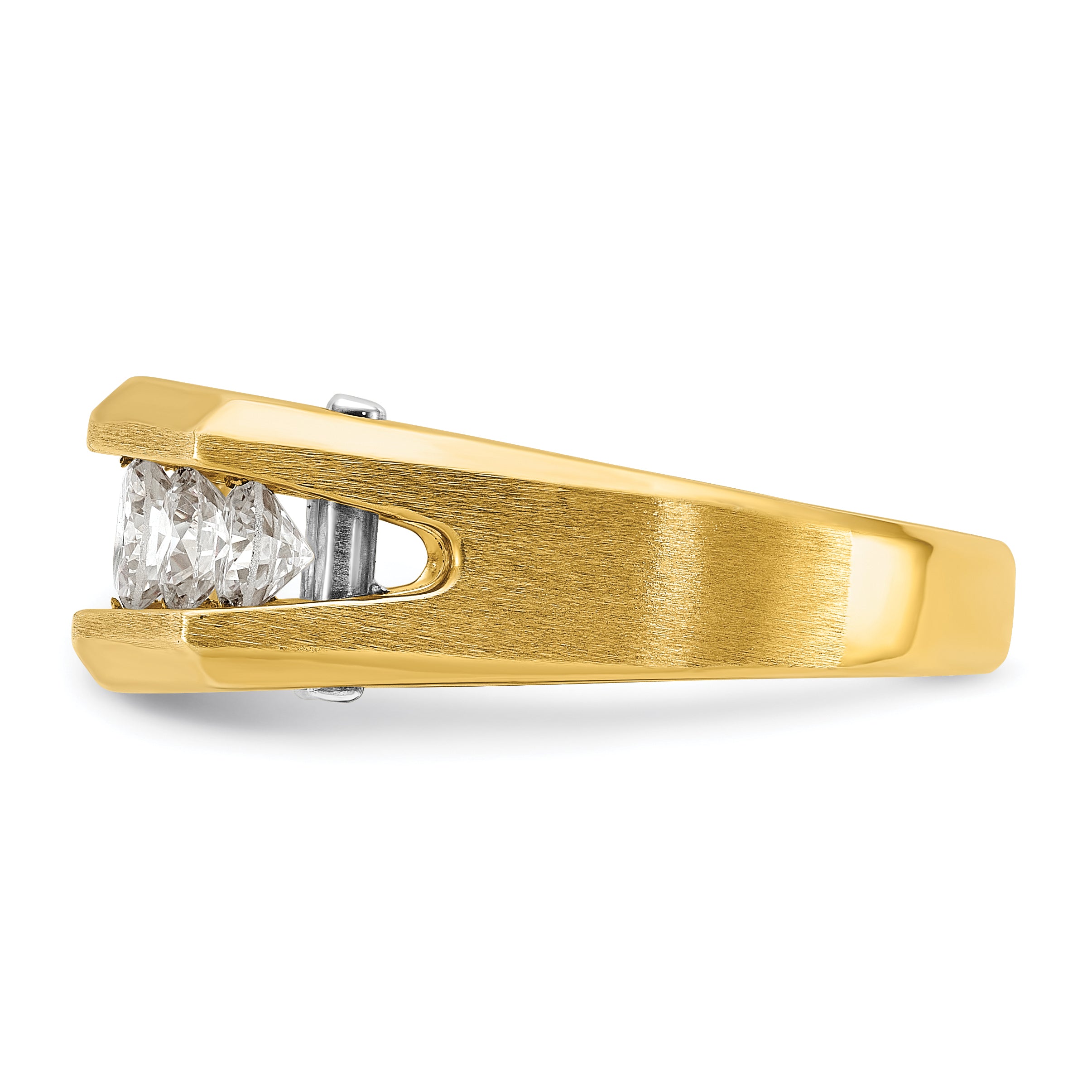 14k Two-tone Gold Men's Polished and Satin 1.5 carat Diamond Complete Ring