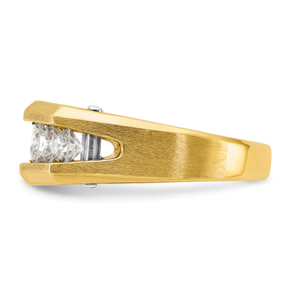 14k Two-tone Gold Men's Polished and Satin 1.5 carat Diamond Complete Ring