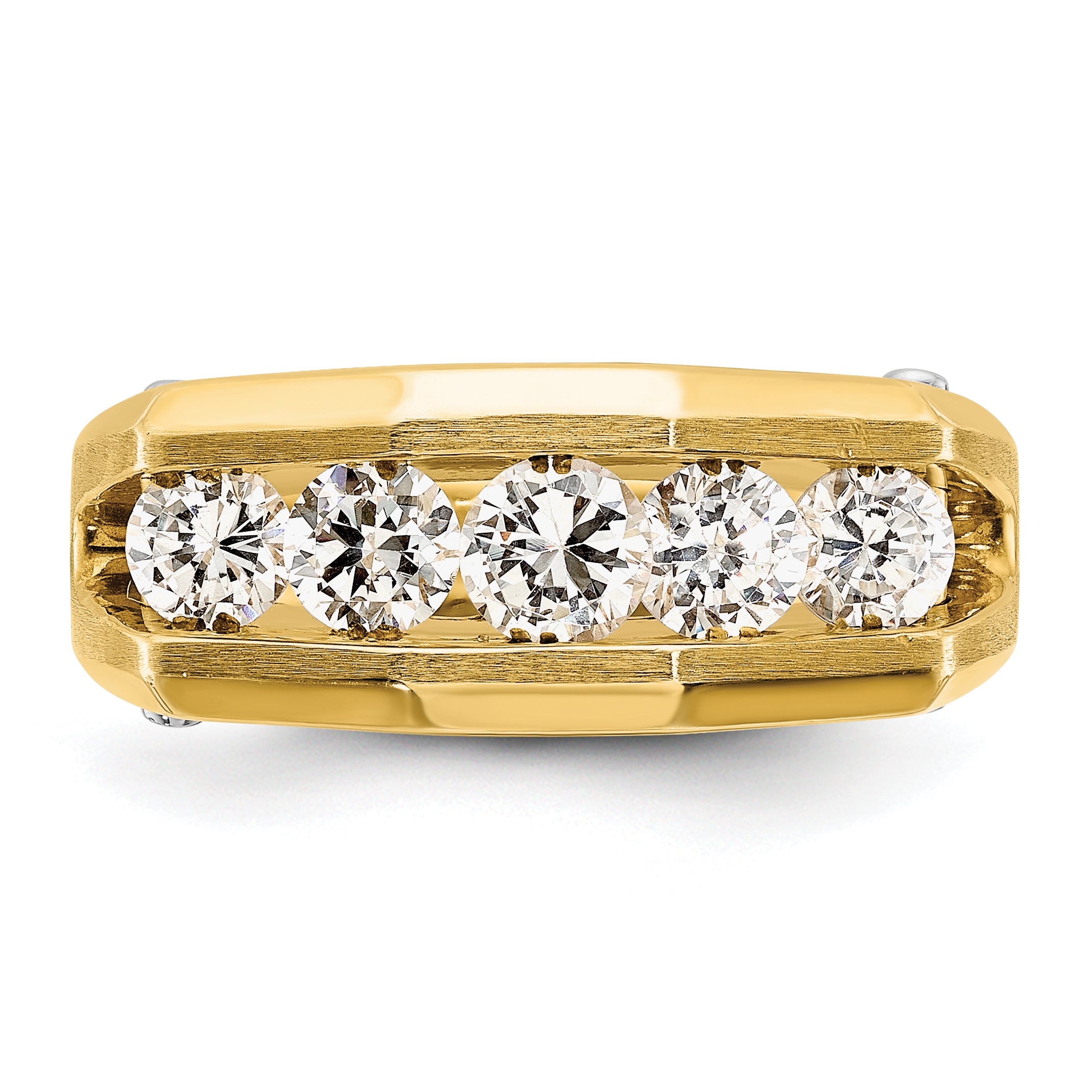 14k Two-tone Gold Men's Polished and Satin 1.5 carat Diamond Complete Ring